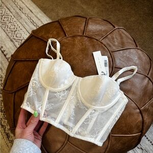 Fleur du Mal Lace Bustier in White